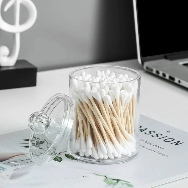 3Acrylic Cotton Swab Storage Jar with Lid Clear Organizer