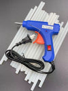 8PCs Hot Melt Glue Sticks - Small with a hot glue gun and glue sticks on a dark background.