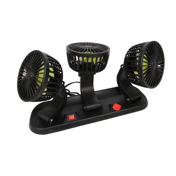 Universal Car Cooling Fan with Dual Head Rotatable Adjustment