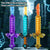 LED Pixel Light-Up Sword Toy with Sound Effects in three colors: purple, blue, and yellow, featuring bright lights and sound effects.
