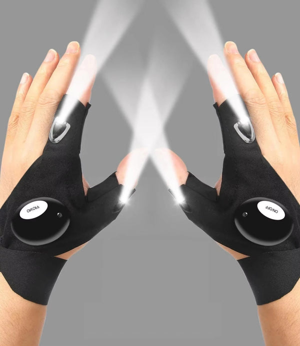 LED Summer Half-Finger Work & Outdoor Gloves with built-in lights for work and outdoor activities.