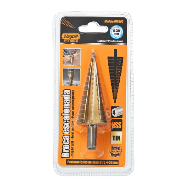 Hex Shank Titanium Coated Step Drill Bit 4-32mm