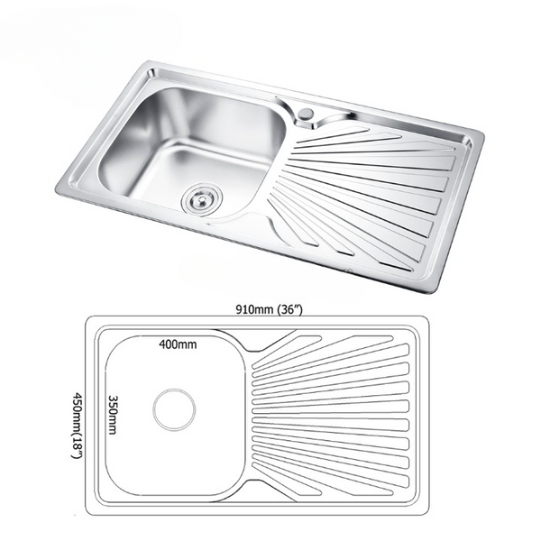 30-Inch Single Bowl Stainless Steel Kitchen Sink