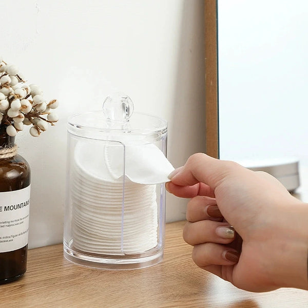 4Acrylic Cotton Swab Storage Jar with Lid Clear Organizer