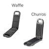 4 Stick Churros Waffle Maker showing waffle and churros sections for creating delicious treats at home.