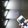 4.5M Telescopic Fishing Rod with 360 Light COB Lamp remote control showing light levels and settings.