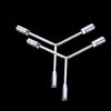 Extended Three-Prong Y-Shaped Socket Wrench on black background, showcasing its unique design and multiple sockets.