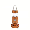 Solar LED Camping Lamp with Fan in orange color, ideal for outdoor adventures and power outages.