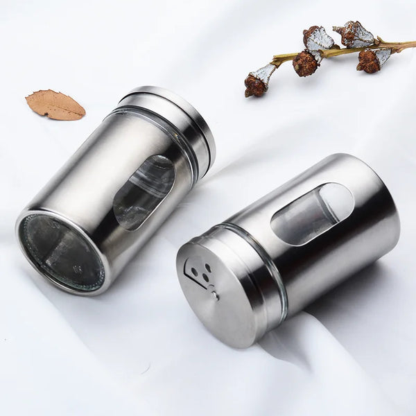 Stainless Steel Glass Spice Jar and Salt Pepper Shaker