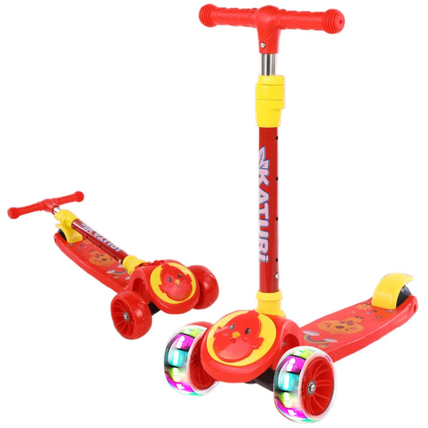 3-Wheel Foldable Kids Scooter with Light-Up Wheels and Music