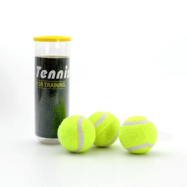 Anti-abrasion Practice Tennis Ball in a training container with vibrant yellow color, perfect for skill enhancement.
