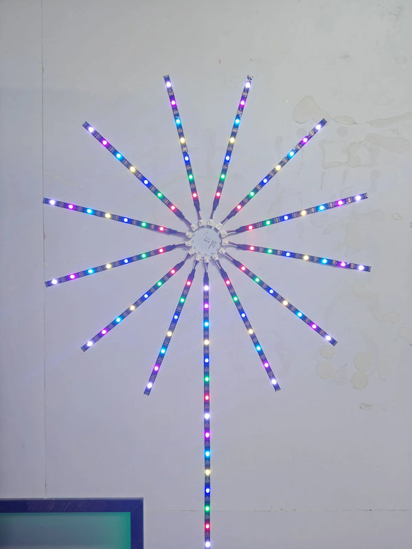 USB Firework LED Night Light with App and Music Sync creating a colorful display on the wall.
