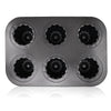 Image of a Carbon Steel 6-Cup Cannelé Baking Tray showing six individual molds for perfect pastries.