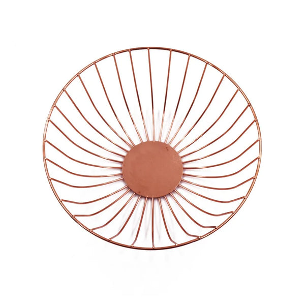 Stylish Metal Storage Rack with a copper finish, perfect for organization and home decor.
