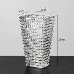Textured Glass Vase with Beaded Geometric Pattern