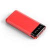 Digital Display Portable Power Bank in red, featuring a clear battery display for easy monitoring.