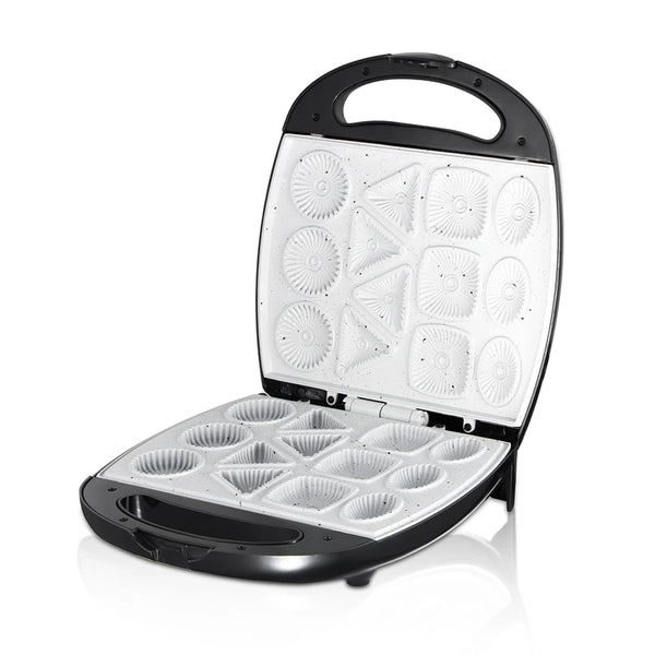 1400W Electric Cookie Maker - High Power Baking Appliance open to reveal cookie molds.
