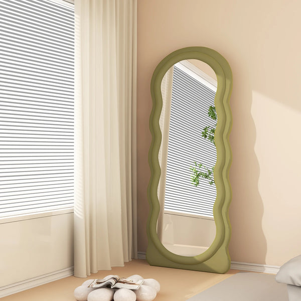 Irregular Wavy Velvet Floor Standing Full Body Mirror