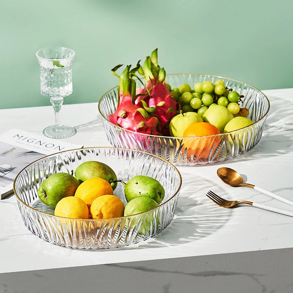 Fruit Plate Snack Serving Tray with assorted fruits elegantly displayed on a table, showcasing its modern design.