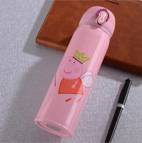 Double Wall Metal Flask Bottle featuring a cute cartoon character design