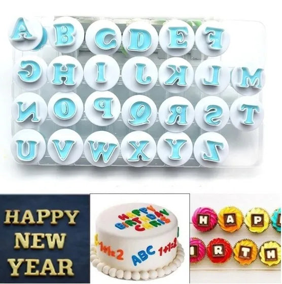 Alphabet & Numbers Cookie Cutter Set for creating custom biscuits and cake decorations with letters and numbers.