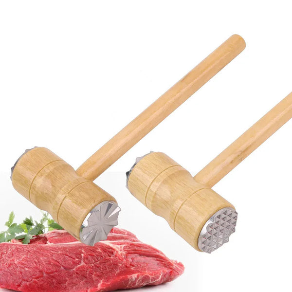 Dual-Sided Wooden Handle Meat Tenderizer
