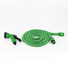 75ft Lightweight Flexible Expandable Car Wash Water Hose with hose nozzle and connectors in green color.