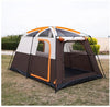 Large 6 Person Family Camping Tent set up outdoors with spacious design and mesh windows for ventilation.