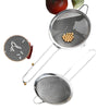 Ultra Fine Mesh Stainless Steel Skimmer Spoon shown, perfect for lifting and draining food from hot liquids.