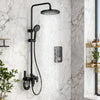 Modern Shower System Set with Handheld Spray with sleek black shower system and waterfall feature.