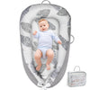 Cotton Adjustable Baby Lounger Nest Cover with a baby, providing comfort and support for safe lounging and napping.