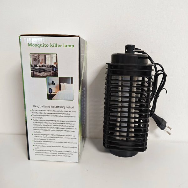 Electric Mosquito Killer Lamp Bug Zapper LED Light next to its packaging.