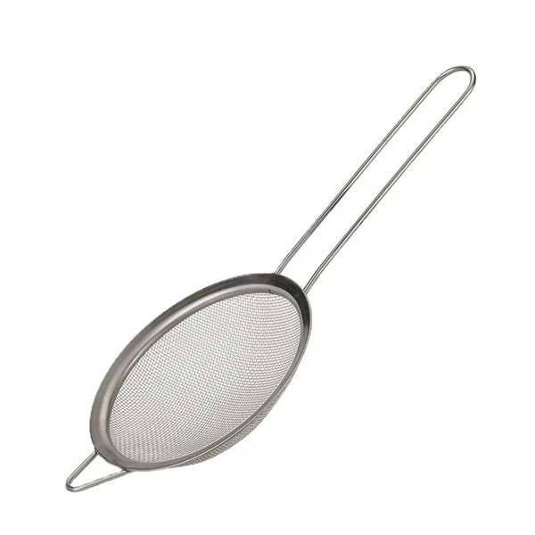 Stainless Steel Mesh Strainer Filter Spoon for lifting and draining hot foods safely in the kitchen.