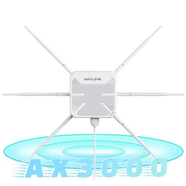 AX3000 Outdoor High Power Long Range WiFi Mesh Extender with multiple antennas for strong outdoor connectivity.