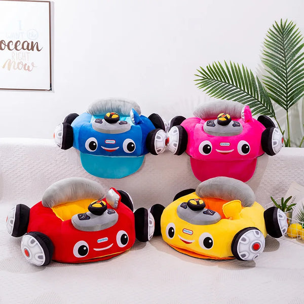 Kids Cartoon Car Stuffed Doll in colorful plush designs, perfect for cuddling and adding charm to children's spaces.