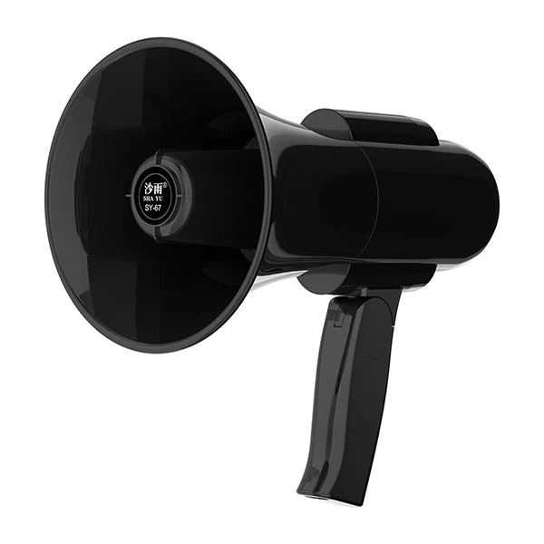 Rechargeable Small Outdoor Cheering Megaphone in sleek black design for clear voice projection.