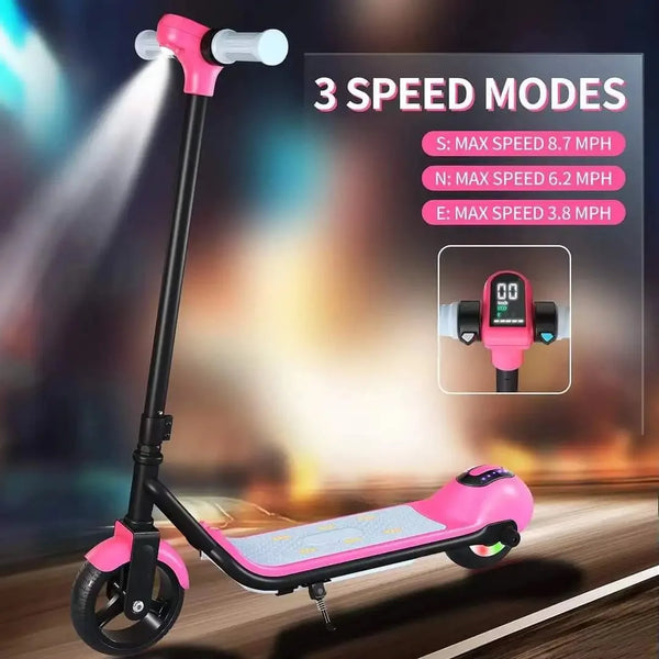 6.5 Inch Foldable Electric Scooter with three speed modes and vibrant pink design.