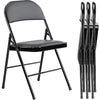 Black Padded Folding Chair with Steel Frame, comfortable, space-saving design, perfect for extra seating.