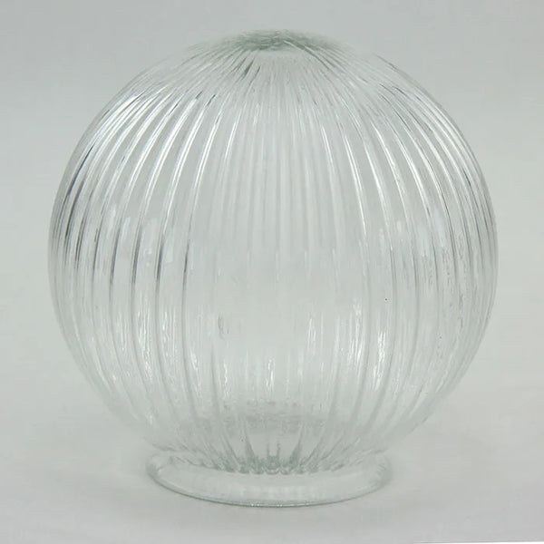 Clear Ribbed Glass Globe Pendant Lampshade showcasing a modern design with ribbed texture for soft lighting.