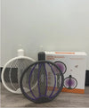 Rechargeable Electric Mosquito Swatter with two designs and packaging showcased on a wooden surface.