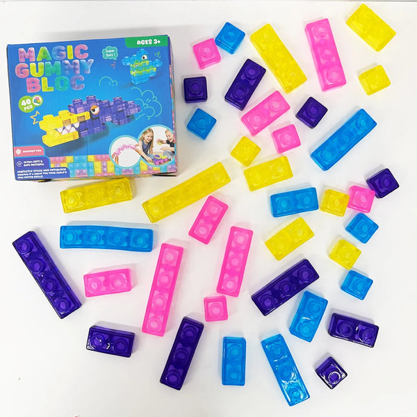 Colorful Soft Sensory Squishy Building Blocks set featuring vibrant shapes for toddler play and development.