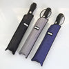 3-Fold Minimalist Automatic Umbrella in three stylish colors: black, gray, and navy, showcasing its compact design.
