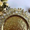European Style Irregular Hollow Plating Plate - Decorative gold ceramic serving plate with intricate design.
