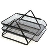 2 Layer Black Metal File Cabinet designed for organized document storage with compact mesh shelves.
