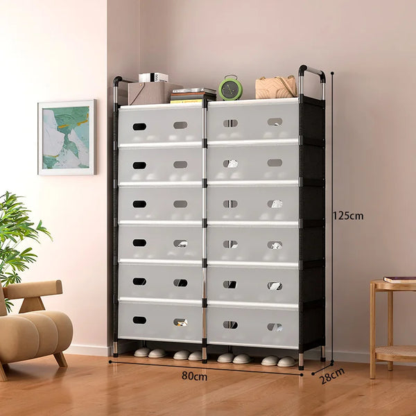 7 Layer Floor Standing Shoe Rack with Open Top Shelf