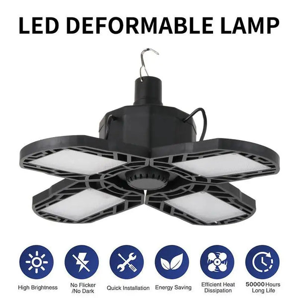 Solar LED Garage Light with Remote – 4 Leaf Folding Panels with high brightness and energy saving features.