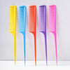 Set of colorful Professional Pointed Tail Hair Combs in yellow, blue, orange, purple, and pink for precise styling.