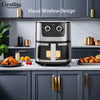 4.5L Stainless Steel Square Oil-Free Air Fryer with visual window design on kitchen countertop