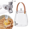 Glass Beverage Dispenser with Faucet featuring stainless steel tap and stylish handle for serving drinks.