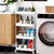 4 Layer Gap Kitchen Storage Rack Slim Slide Tower maximizing storage in a tight kitchen space.